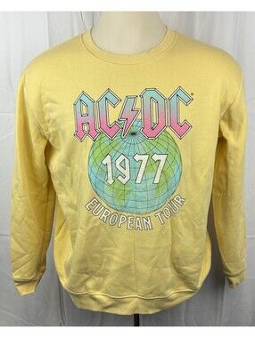 Vinyl Icons AC/DC 1977 European Tour Men's XL Graphic Band Merch Pullover